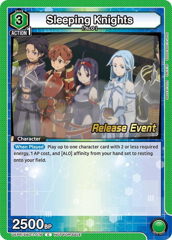 Sleeping Knights UEPR/SAO-1-076 card from UE07BT: Sword Art Online Release Event Cards