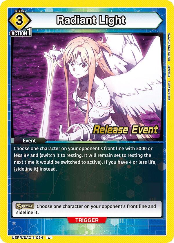 Radiant Light UEPR/SAO-1-034 card from UE07BT: Sword Art Online Release Event Cards