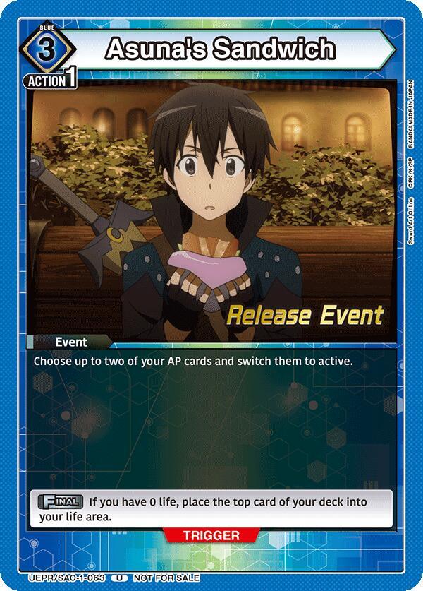 Asuna's Sandwich UEPR/SAO-1-063 card from UE07BT: Sword Art Online Release Event Cards