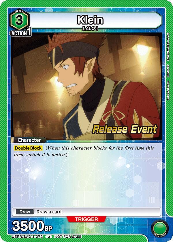 Klein UEPR/SAO-1-072 card from UE07BT: Sword Art Online Release Event Cards