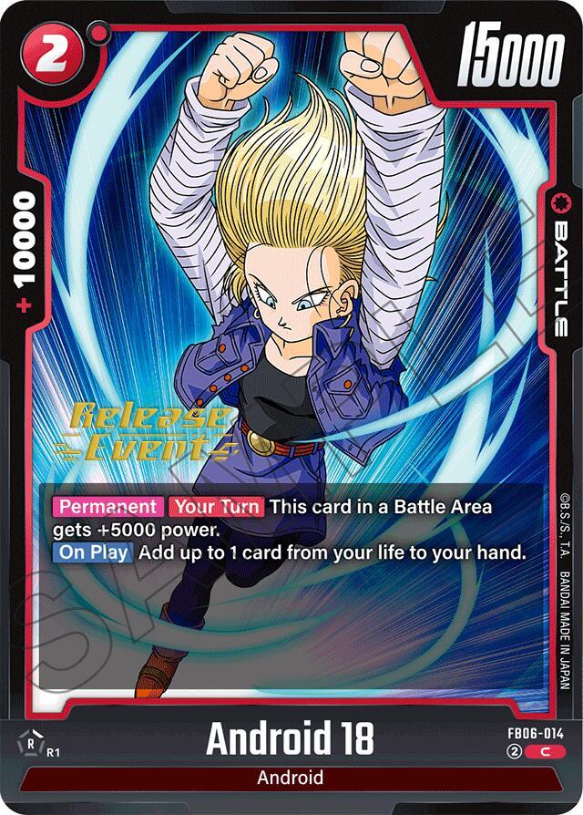 Android 18 FB06-014 card from Rivals Clash Release Event Cards