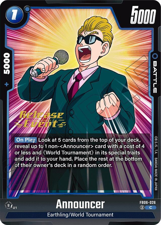 Announcer FB06-026 card from Rivals Clash Release Event Cards