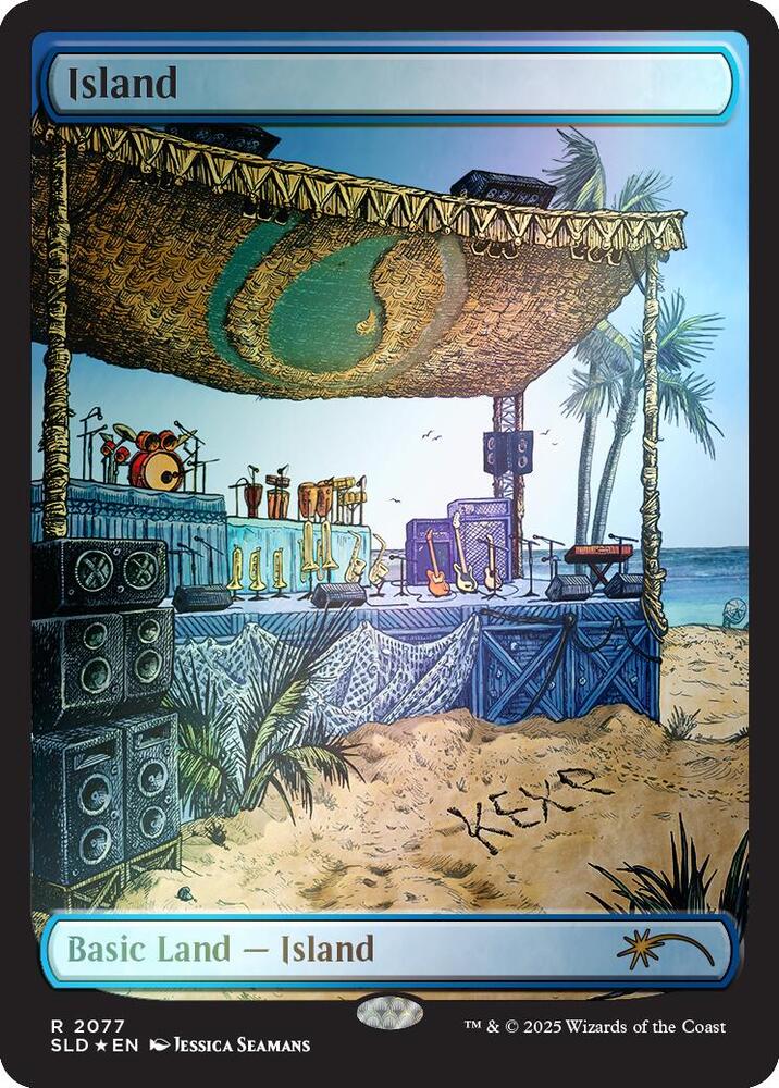 Island (Rainbow Foil) 2077 card from Secret Lair Drop Series