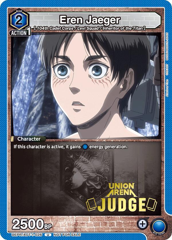 Eren Jaeger (Judge Pack) UEPR/AOT-1-026 card from Union Arena Promotion Cards