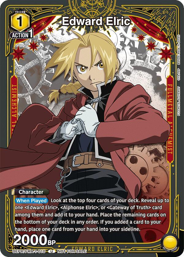 Edward Elric UEPR/FMA-1-010 card from Union Arena Promotion Cards