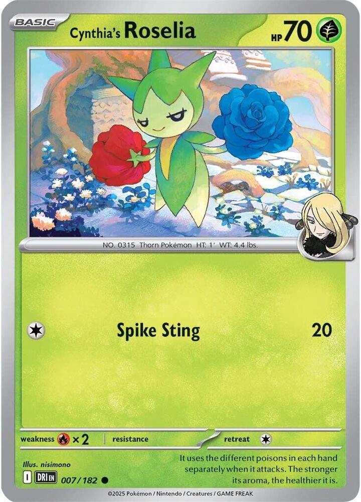 Cynthia's Roselia 007/182 card from SV10: Destined Rivals