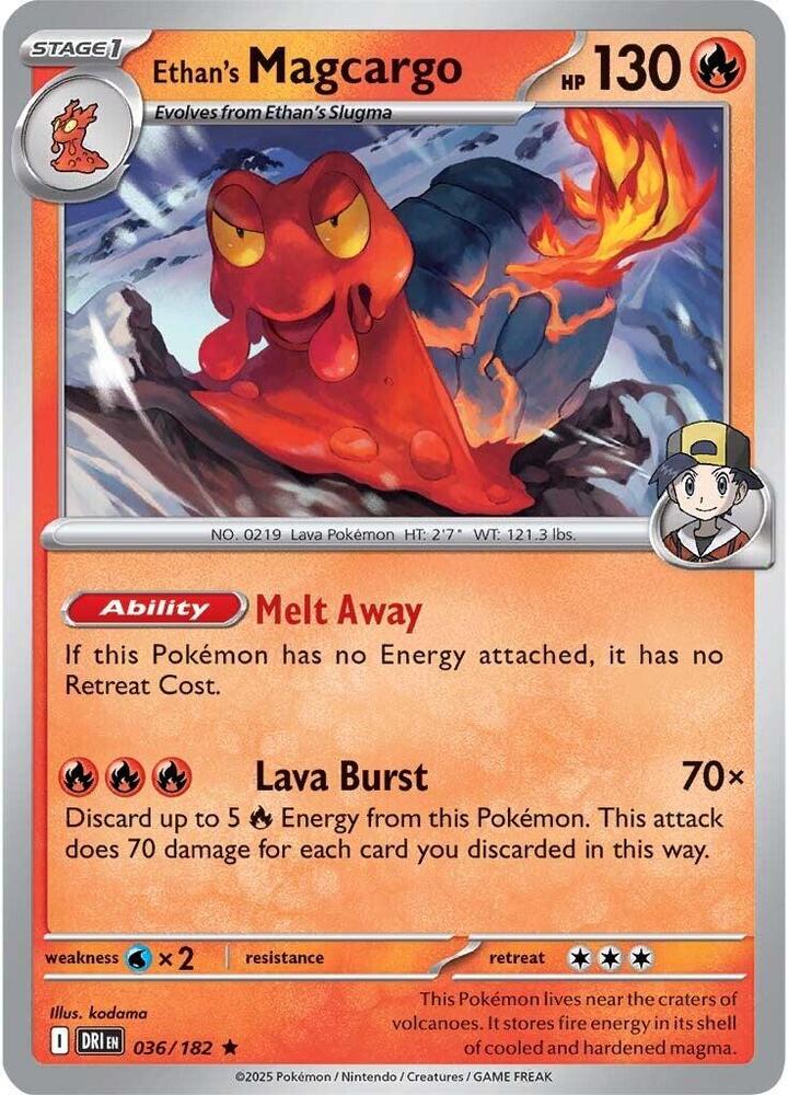Ethan's Magcargo 036/182 card from SV10: Destined Rivals