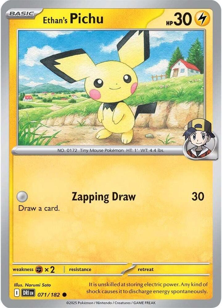 Ethan's Pichu 071/182 card from SV10: Destined Rivals