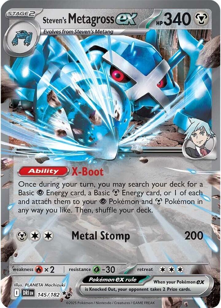 Steven's Metagross ex 145/182 card from SV10: Destined Rivals