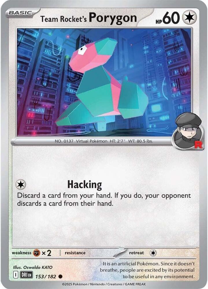Team Rocket's Porygon 153/182 card from SV10: Destined Rivals