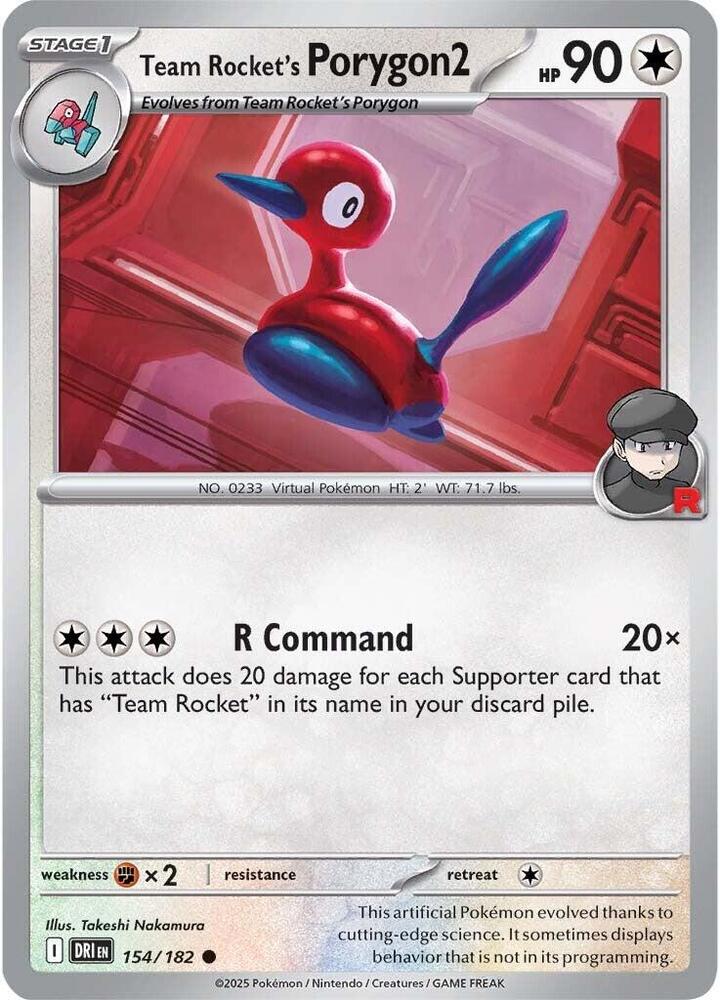 Team Rocket's Porygon2 154/182 card from SV10: Destined Rivals
