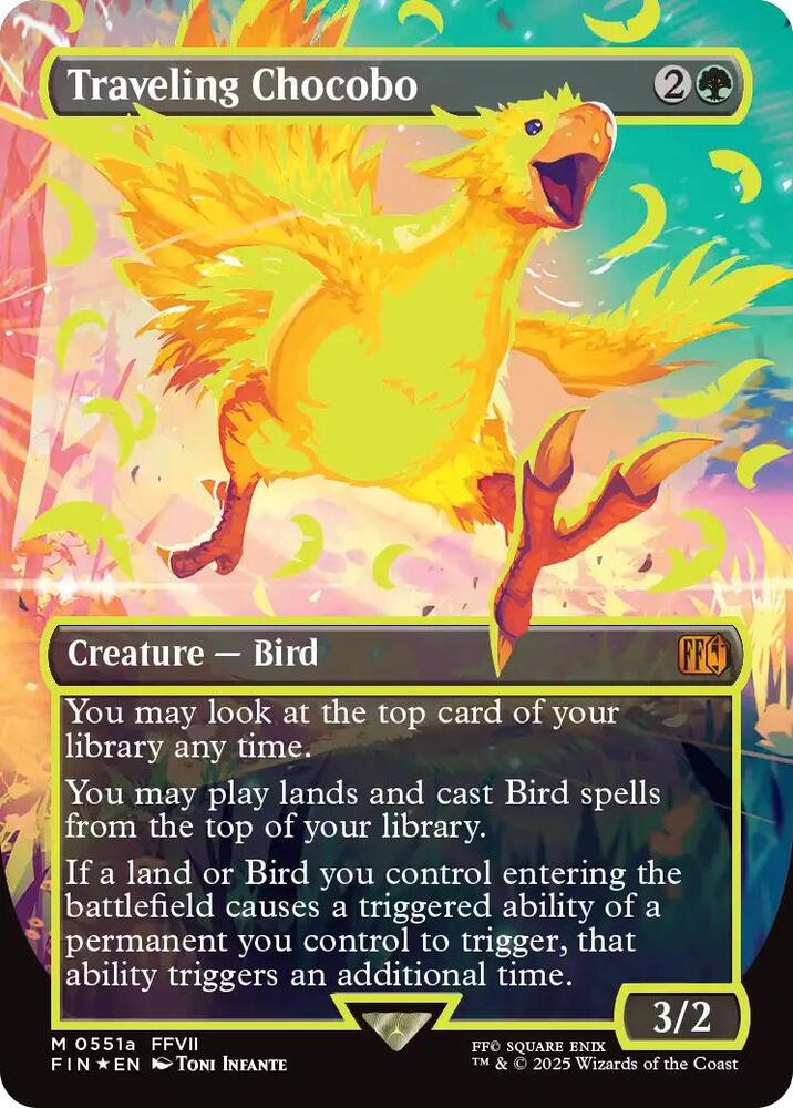 Traveling Chocobo (Borderless) (Neon Ink Yellow) 551a card from FINAL FANTASY