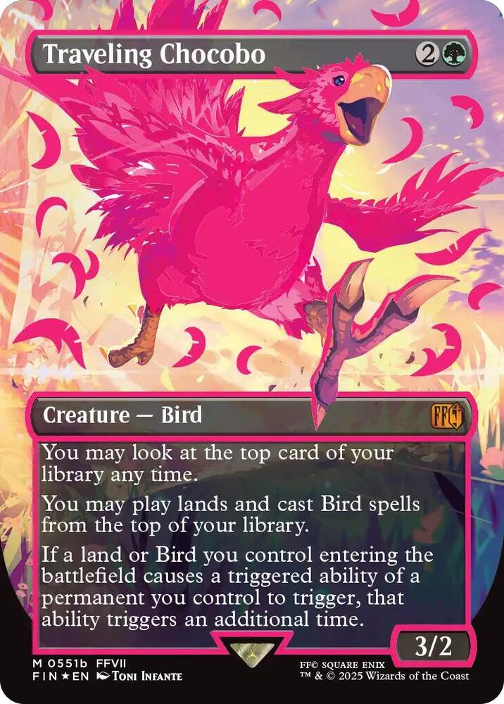 Traveling Chocobo (Borderless) (Neon Ink Pink) 551b card from FINAL FANTASY