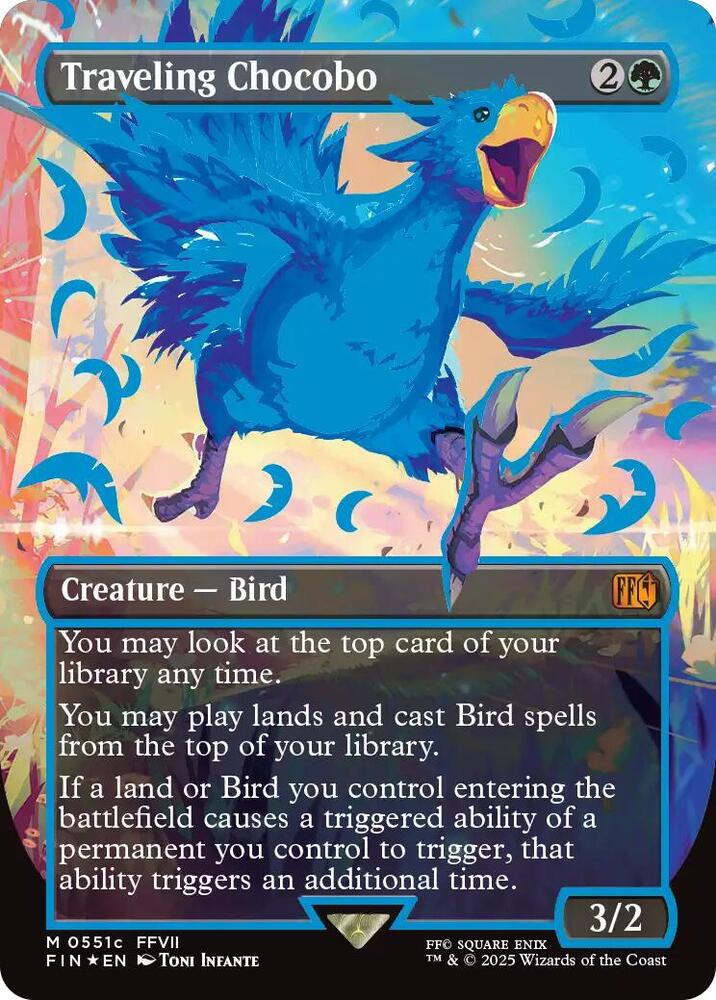 Traveling Chocobo (Borderless) (Neon Ink Blue) 551c card from FINAL FANTASY