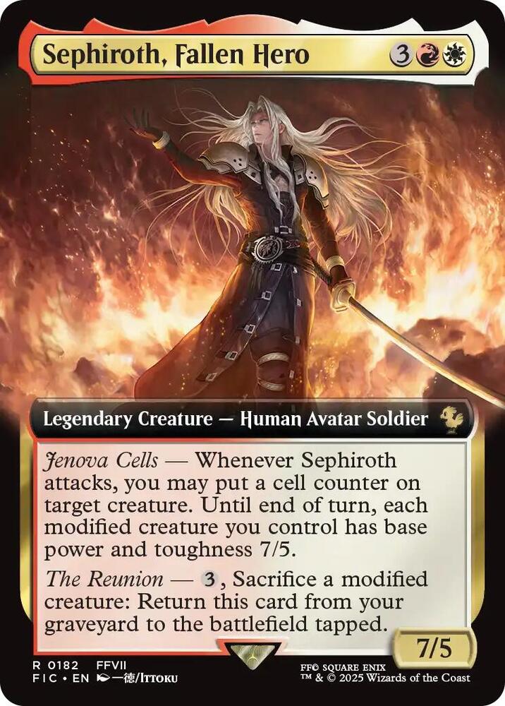 Sephiroth, Fallen Hero (Extended Art) 182 card from Commander: FINAL FANTASY