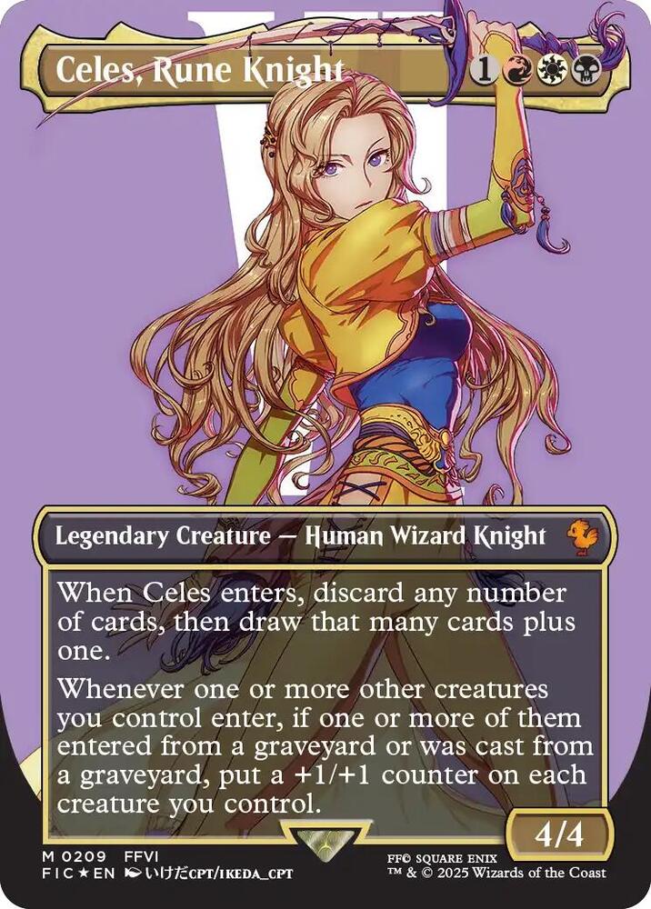 Celes, Rune Knight (Borderless) (Surge Foil) 209 card from Commander: FINAL FANTASY
