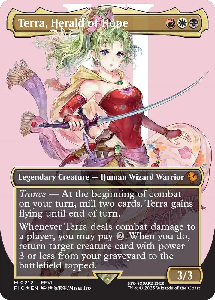 Terra, Herald of Hope (Borderless) (Surge Foil) 212 card from Commander: FINAL FANTASY