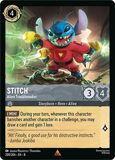 Stitch - Alien Troublemaker 200/204 card from Reign of Jafar