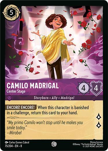 Camilo Madrigal - Center Stage 75/204 card from Reign of Jafar