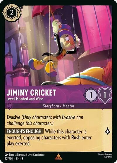 Jiminy Cricket - Level-Headed and Wise 62/204 card from Reign of Jafar