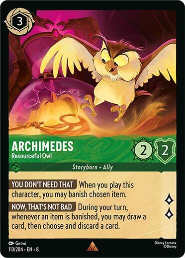 Archimedes - Resourceful Owl 113/204 card from Reign of Jafar