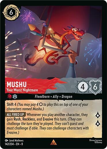 Mushu - Your Worst Nightmare 142/204 card from Reign of Jafar