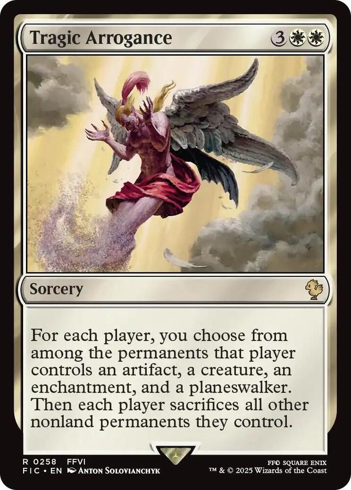 Tragic Arrogance 258 card from Commander: FINAL FANTASY