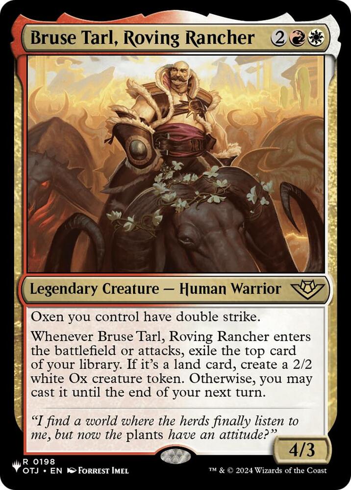 Bruse Tarl, Roving Rancher 198 card from The List Reprints