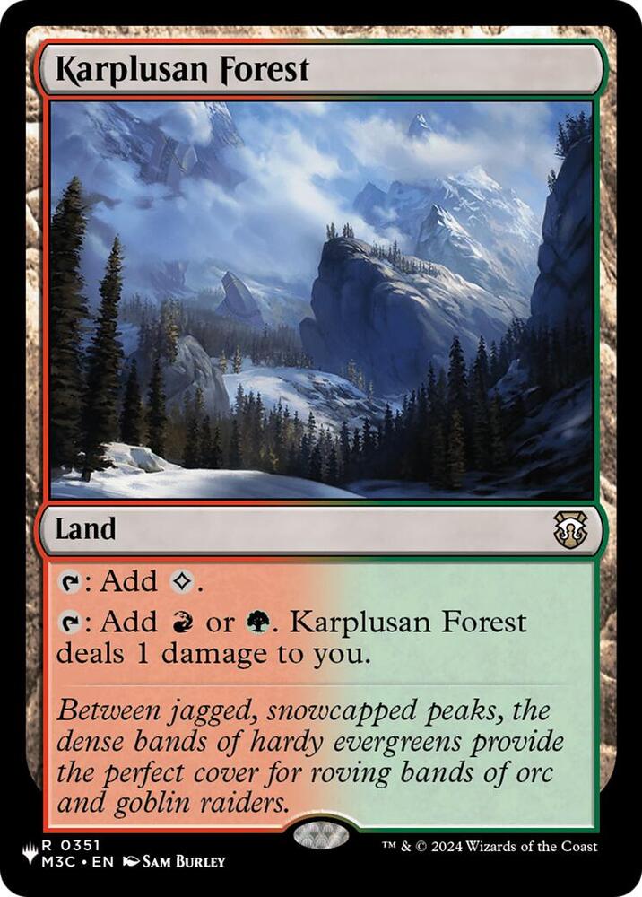 Karplusan Forest 351 card from The List Reprints