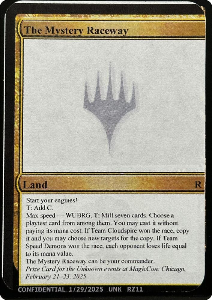 The Mystery Raceway card from Un-Known Event Playtest Cards