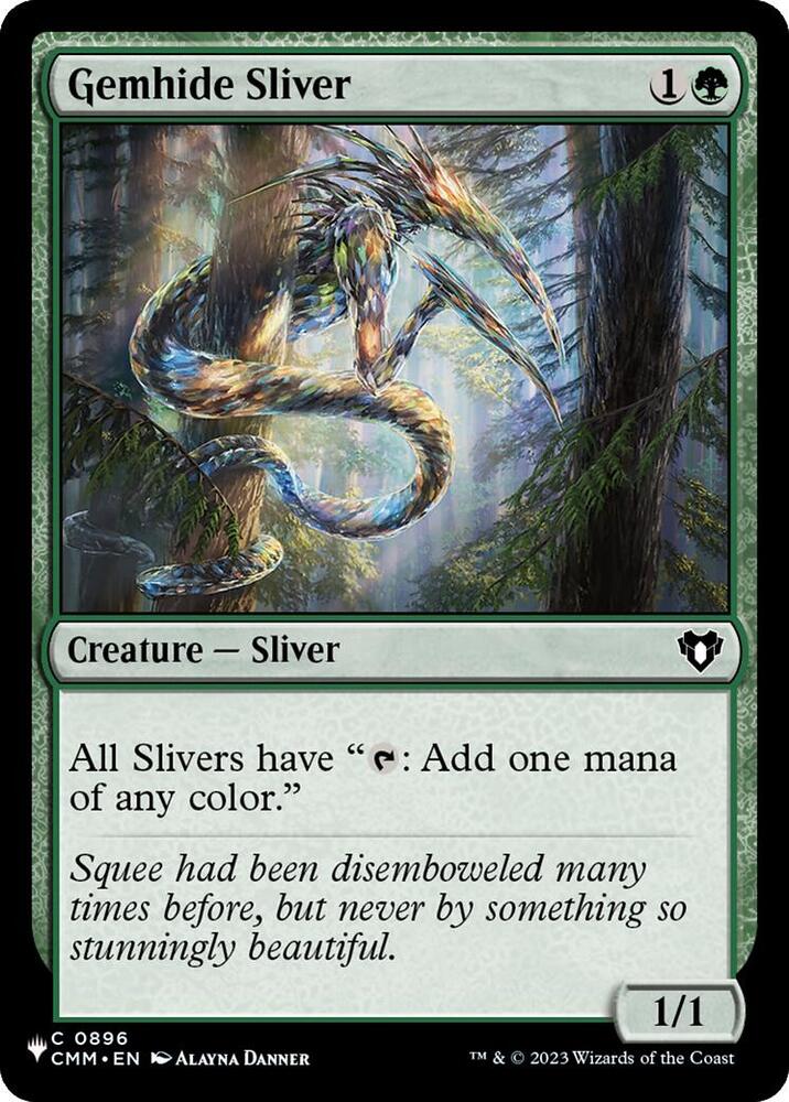 Gemhide Sliver (CMM) 896 card from The List Reprints