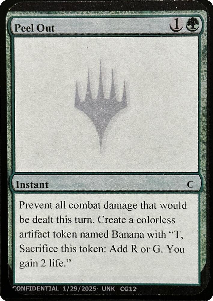 Peel Out card from Un-Known Event Playtest Cards