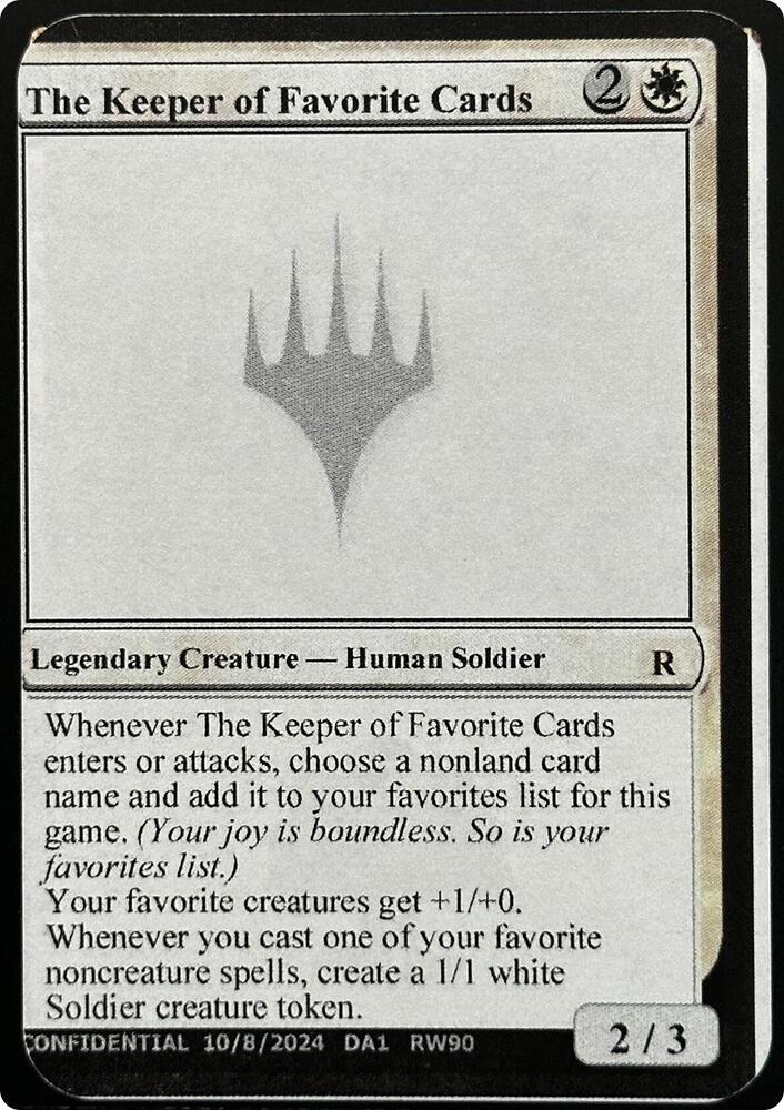 The Keeper of Favorite Cards (10/8/2024) card from Un-Known Event Playtest Cards