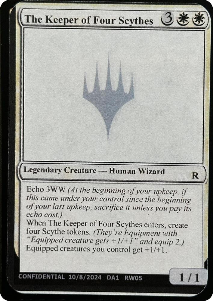 The Keeper of Four Scythes card from Un-Known Event Playtest Cards