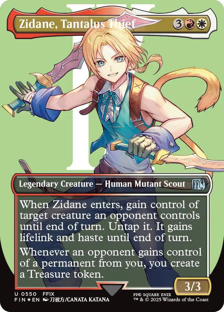 Zidane, Tantalus Thief (Borderless) (Surge Foil) 550 card from FINAL FANTASY