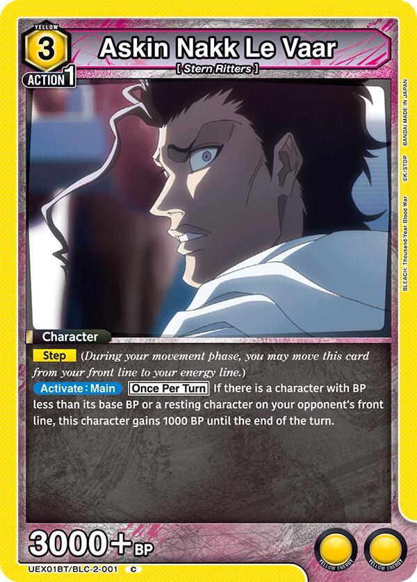 Askin Nakk Le Vaar UEX01BT/BLC-2-001 card from UEX01BT: BLEACH: Thousand-Year Blood War Vol.2