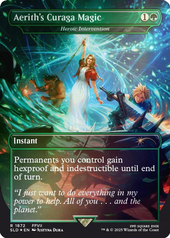 Aerith's Curaga Magic - Heroic Intervention (Rainbow Foil) 1872 card from Secret Lair Drop Series
