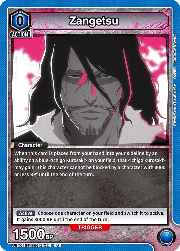 Zangetsu UEX01BT/BLC-2-021 card from UEX01BT: BLEACH: Thousand-Year Blood War Vol.2