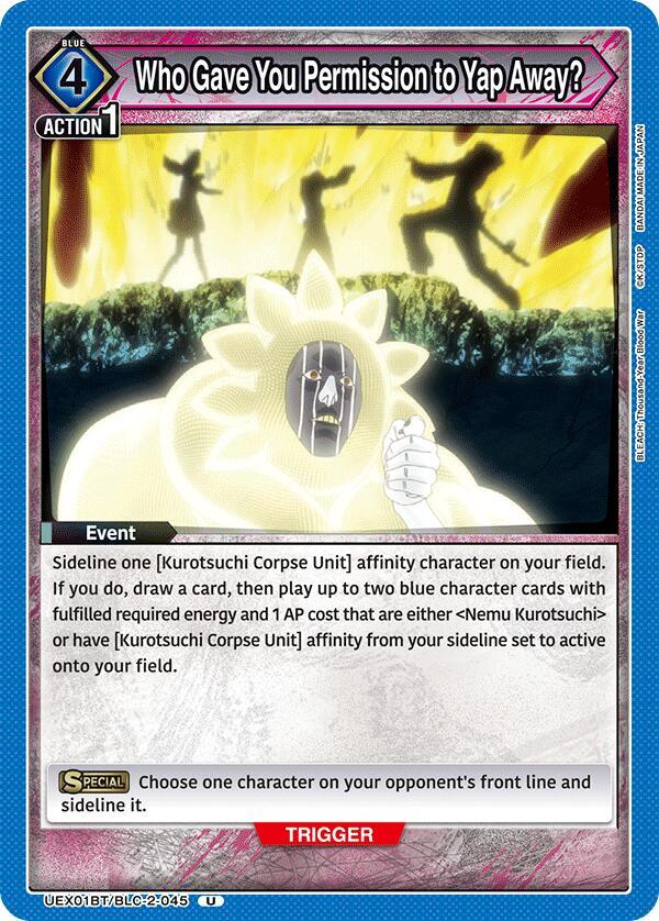 Who Gave You Permission to Yap Away? UEX01BT/BLC-2-045 card from UEX01BT: BLEACH: Thousand-Year Blood War Vol.2