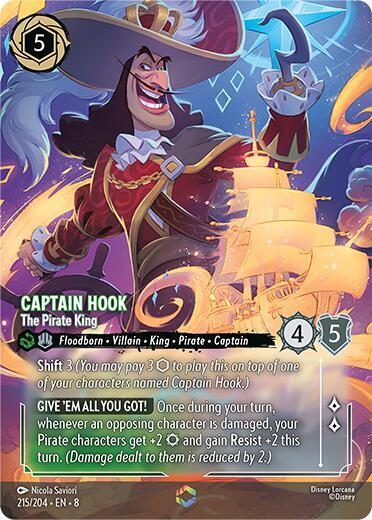 Captain Hook - The Pirate King (Enchanted) 215/204 card from Reign of Jafar