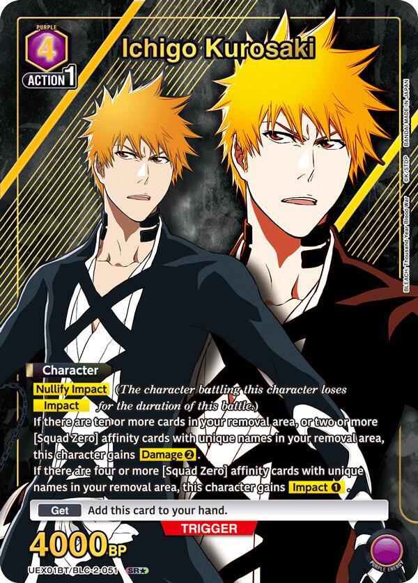 Ichigo Kurosaki (SR*) UEX01BT/BLC-2-051 card from UEX01BT: BLEACH: Thousand-Year Blood War Vol.2