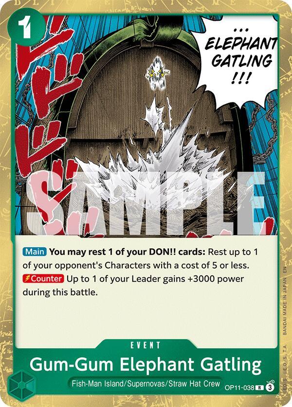 Gum-Gum Elephant Gatling OP11-038 card from A Fist of Divine Speed