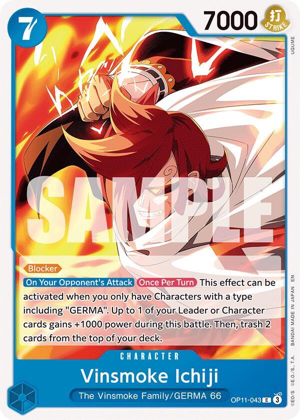 Vinsmoke Ichiji OP11-043 card from A Fist of Divine Speed