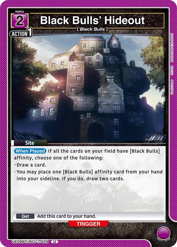 Black Bulls' Hideout UE08BT/BCV-1-029 card from UE08BT: Black Clover