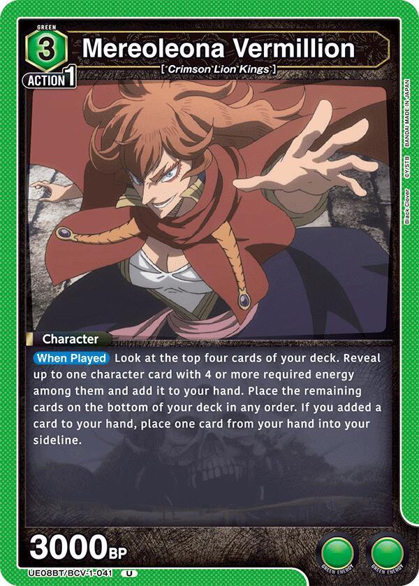 Mereoleona Vermillion UE08BT/BCV-1-041 card from UE08BT: Black Clover