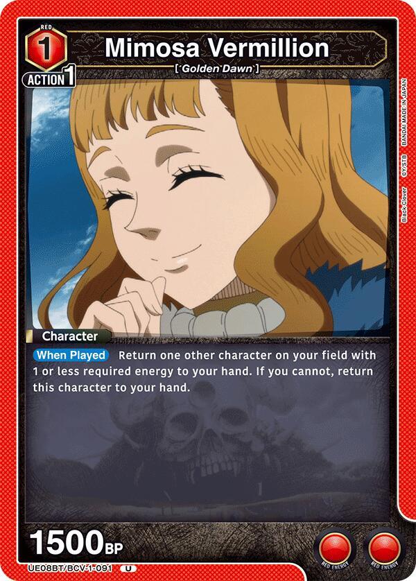 Mimosa Vermillion UE08BT/BCV-1-091 card from UE08BT: Black Clover