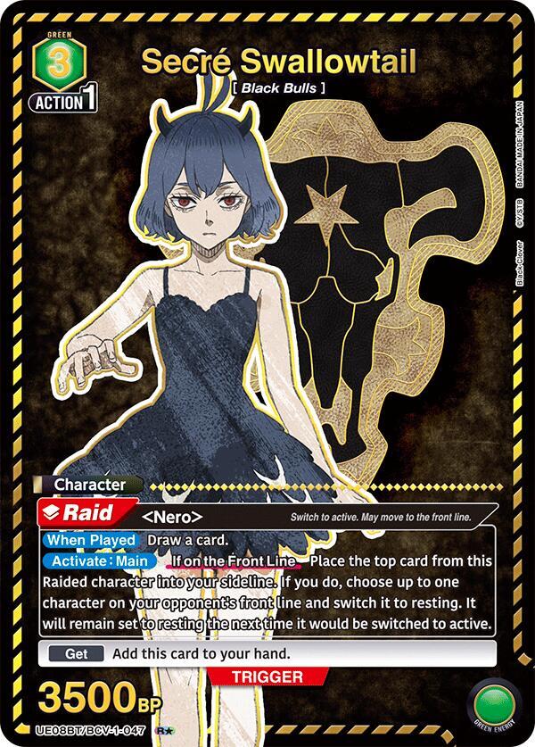 Secre Swallowtail (R*) UE08BT/BCV-1-047 card from UE08BT: Black Clover