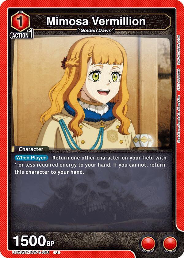 Mimosa Vermillion UE08ST/BCV-1-091 card from UE08ST: Black Clover Starter Deck