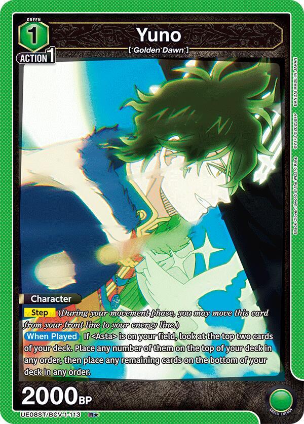 Yuno (R*) UE08ST/BCV-1-113 card from UE08ST: Black Clover Starter Deck