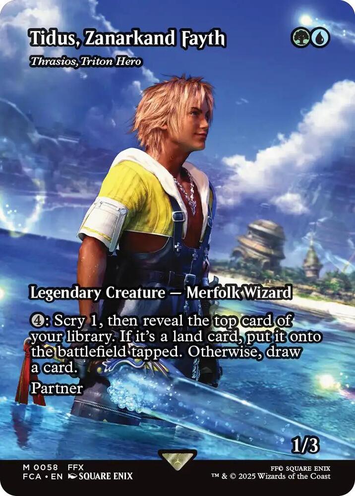 Tidus, Zanarkand Fayth - Thrasios, Triton Hero (Showcase) 58 card from FINAL FANTASY: Through the Ages